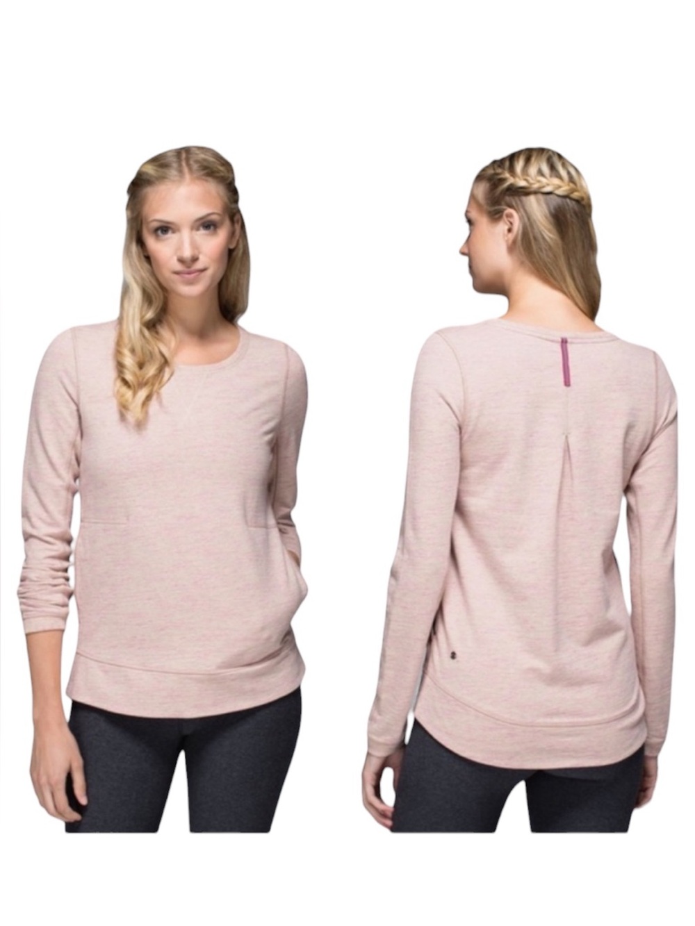 LULULEMON Exhalation Pullover II Heathered Marled Mojave Magenta Size 4